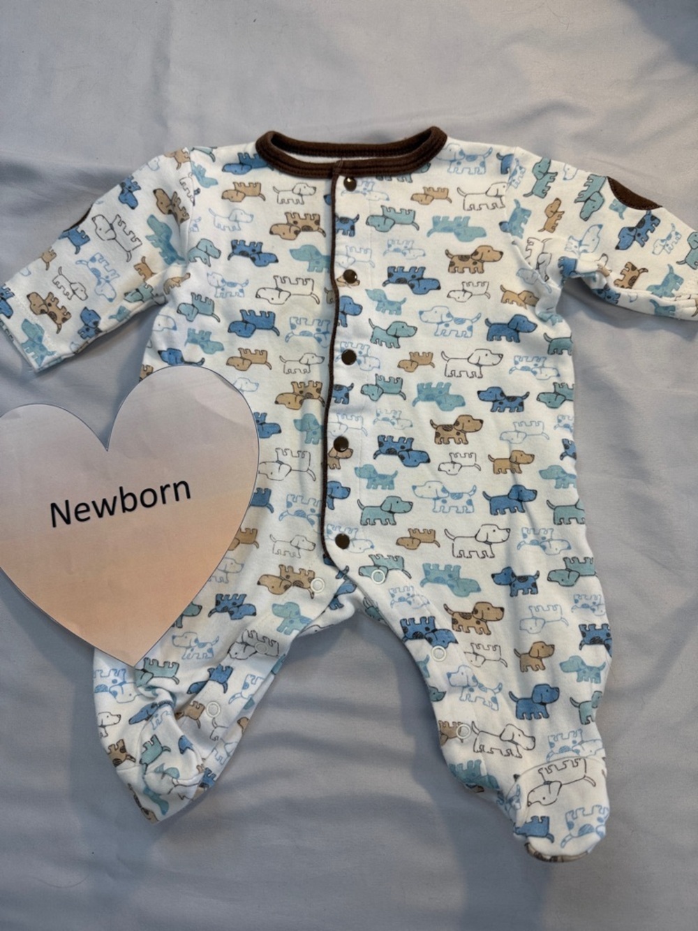 Little Me Blue and Brown Whale Print Footies